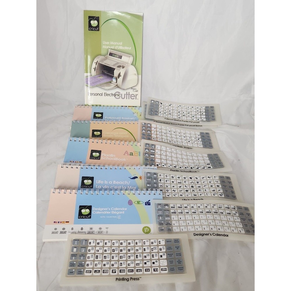 Lot Of 5 Cricut Keyboard Overlays and Book Sets- Inst Book‎ Link Status Unknown